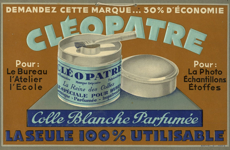 Ancienne publicité de la colle Cléopatre