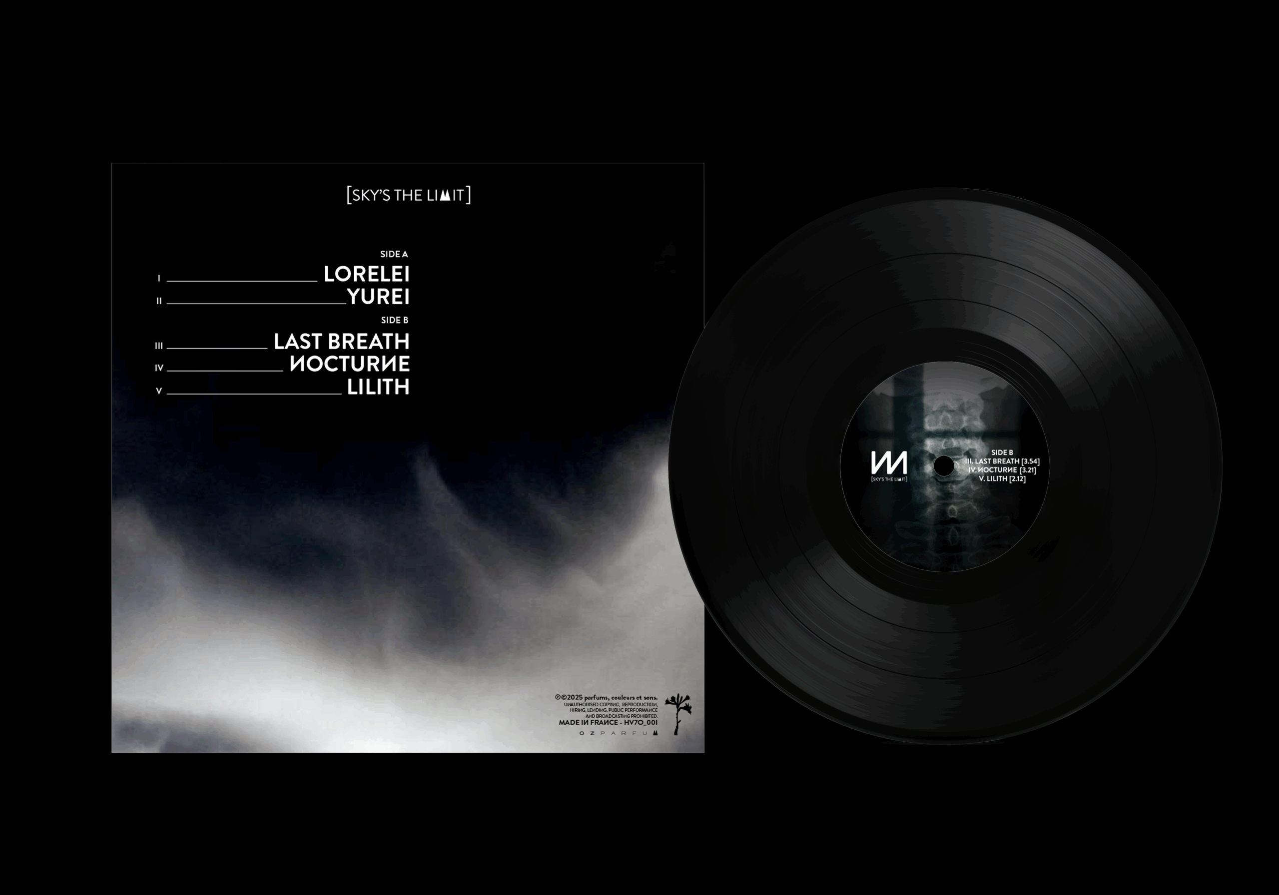 Mockup of the 5-track EP vinyl SKY'S THE LIMIT